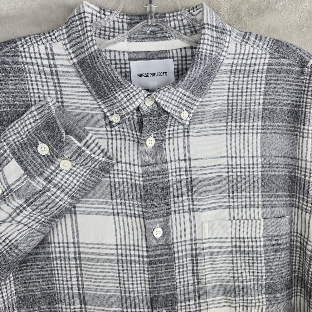 Norse Projects Osvald Light Check Plaid Button Down Shirt Mens Large Long Sleeve